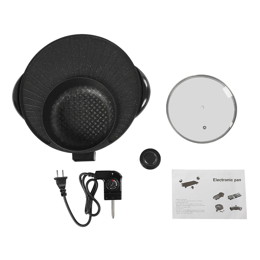 Circular Edition Hotpot Grill Combo Indoor BBQ Electric Hot Pot with Divider Portable Smokeless Grill - Cooky Kitchenware