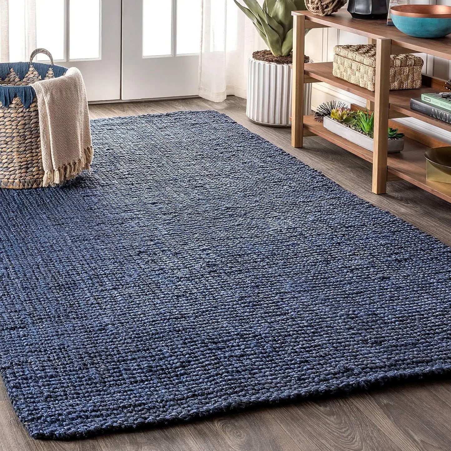 NRF102A-3 Pata Hand Woven Chunky Jute Indoor Area -Rug Bohemian Farmhouse Easy -Cleaning Bedroom Kitchen - Cooky Kitchenware