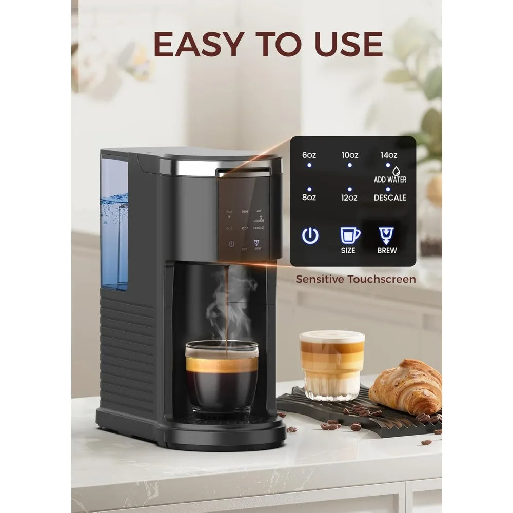 Single Serve Coffee Maker Capsule and Ground Coffee Machine with 40 Oz Water Reservoir and Five Brew Sizes - Cooky Kitchenware