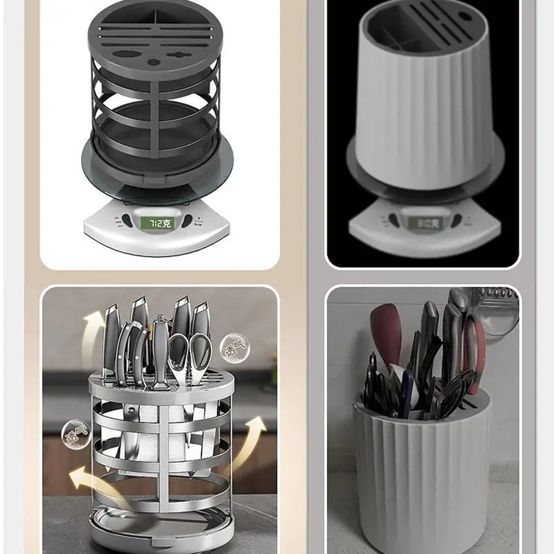 Rotatable Cutter Organizer Stand Rotatable Stand Block For Spoons Portable And Waterproof Rotating Utensil Home Cutter Holder - Cooky Kitchenware