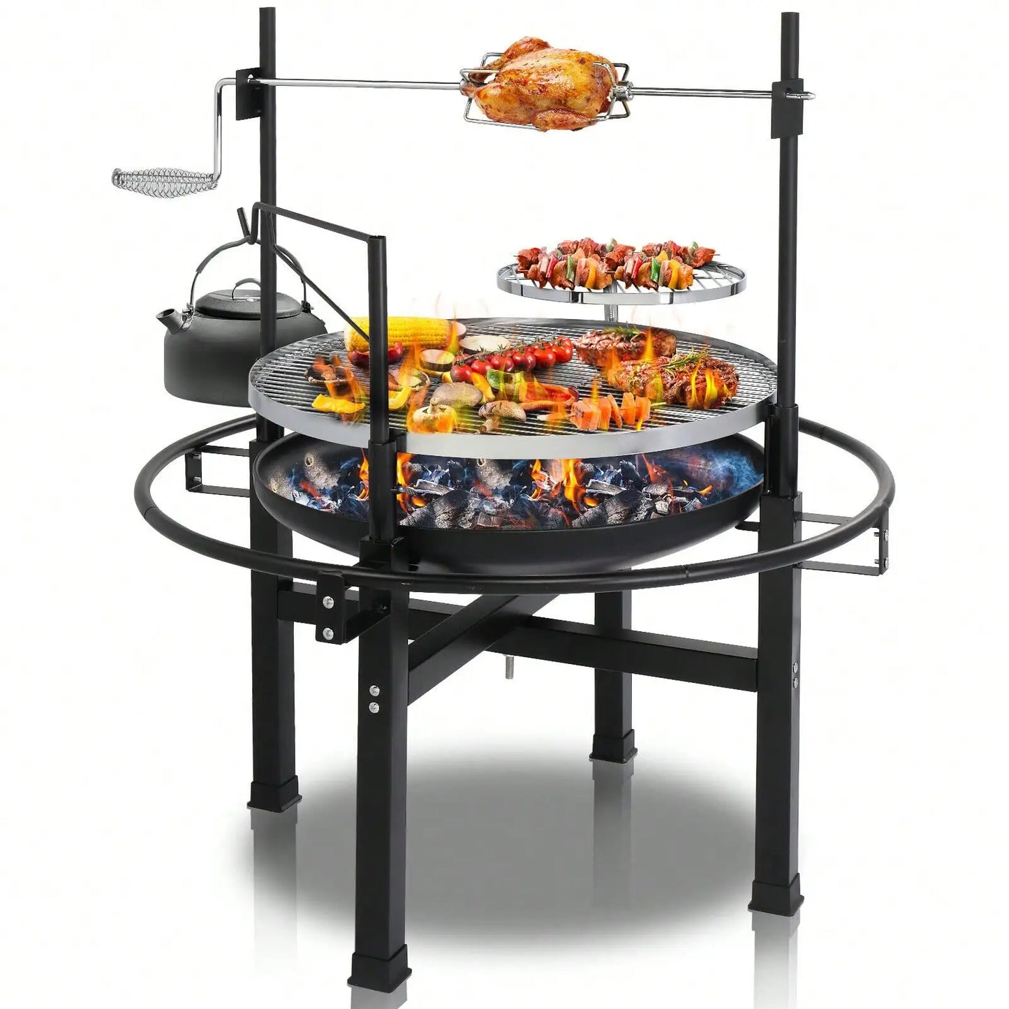 Heavy Duty Cast Iron Charcoal Grill Tabletop BBQ Stove for Camping and Picnics - Cooky Kitchenware