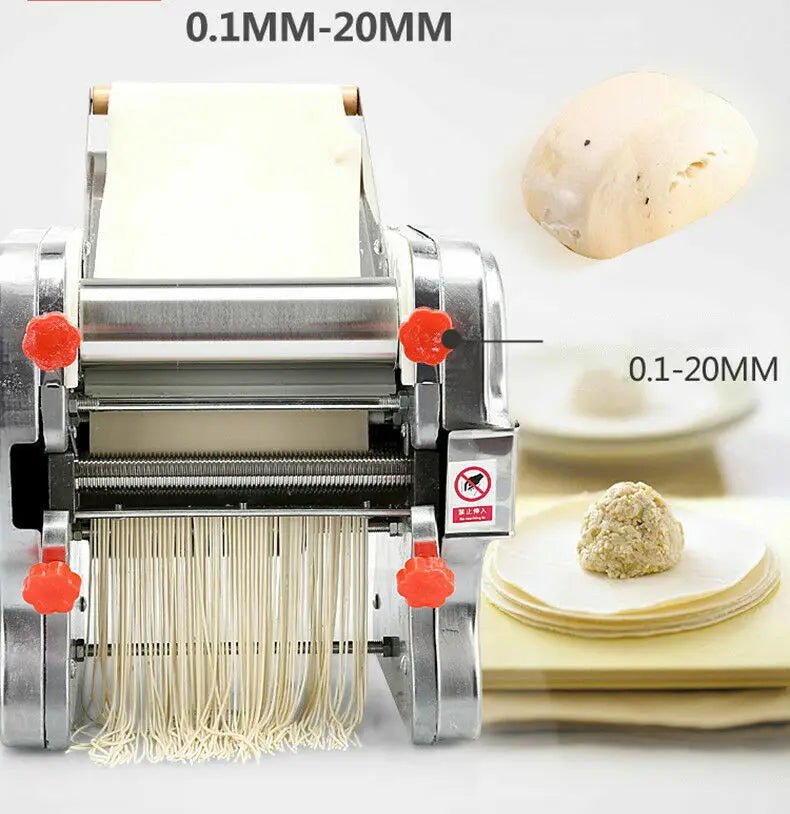 550W Electric Pasta Maker Noodle Machine Dumpling Skin Roller Full Stainless Steel Dual Knife Noodle Maker for Commercial Use - Cooky Kitchenware