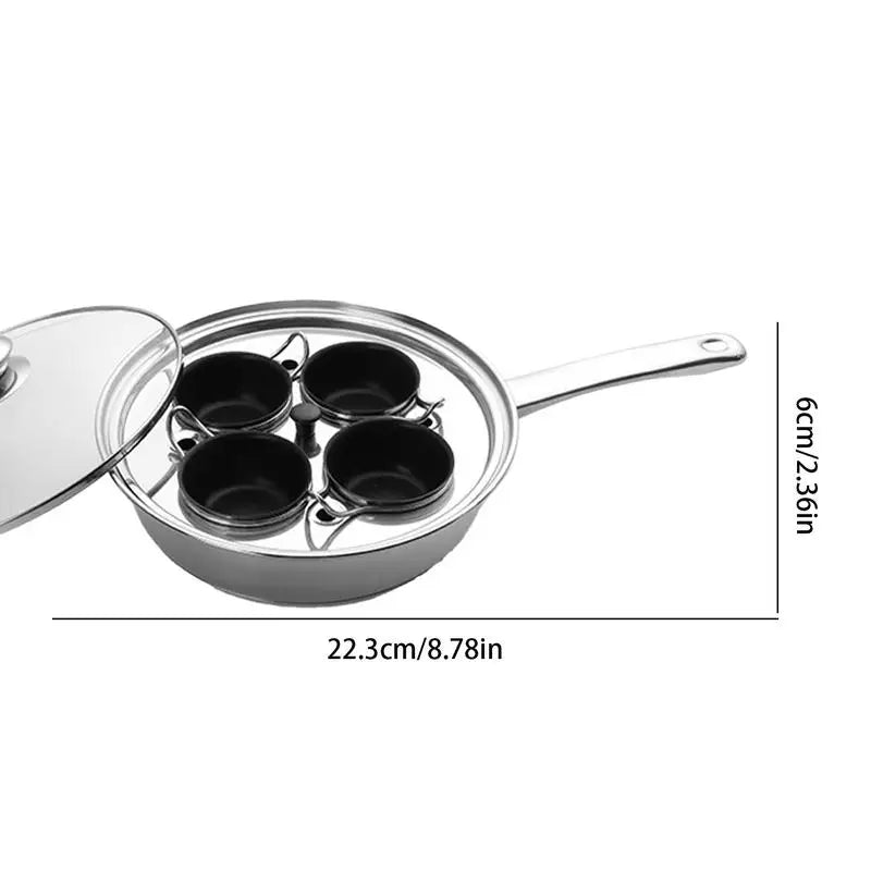 Egg Poacher Pan Stainless Steel Poached kitchen Egg Cooker Perfect Poached Eggs Maker Induction Cooktop Egg Steamer Frying Pans