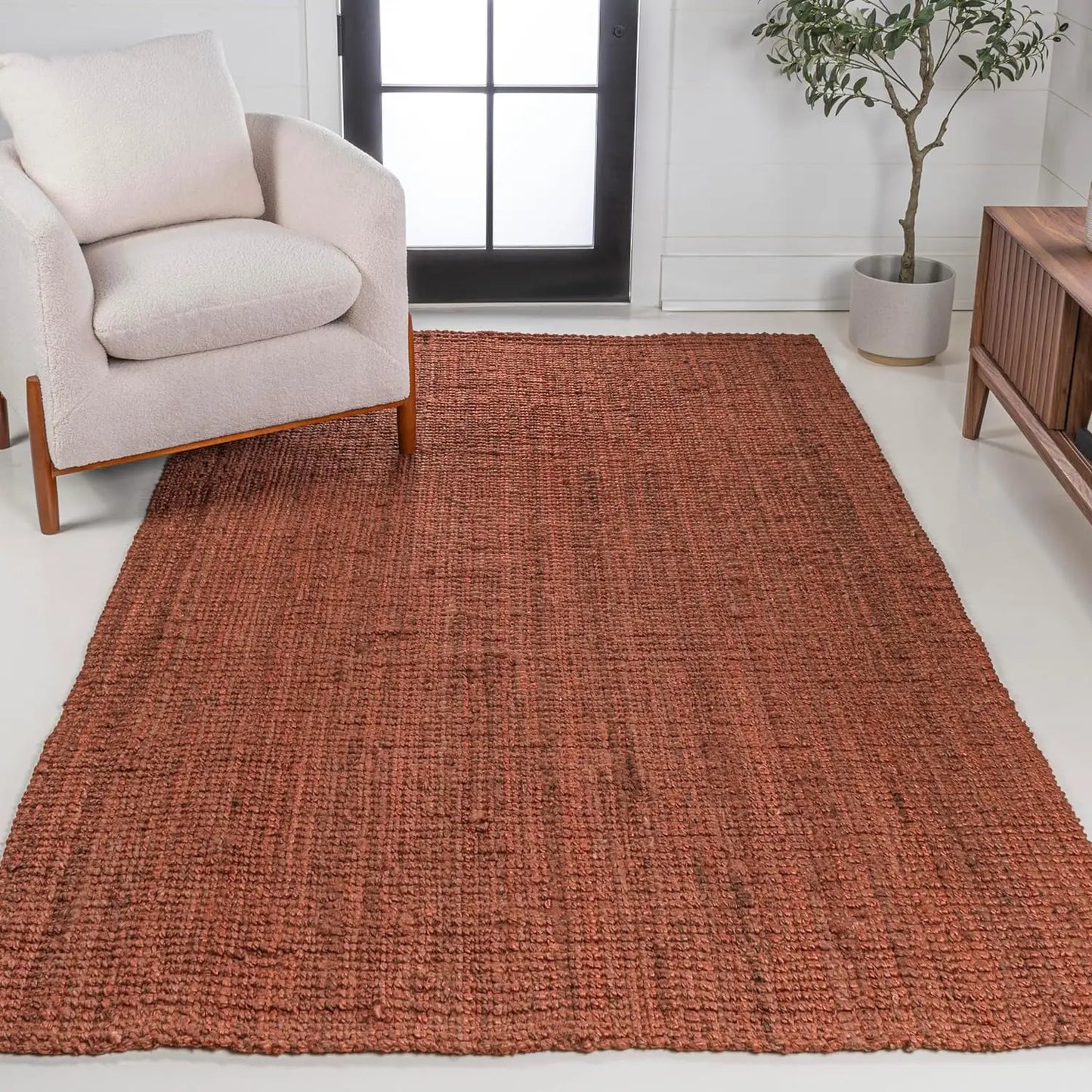 NRF102A-3 Pata Hand Woven Chunky Jute Indoor Area -Rug Bohemian Farmhouse Easy -Cleaning Bedroom Kitchen - Cooky Kitchenware
