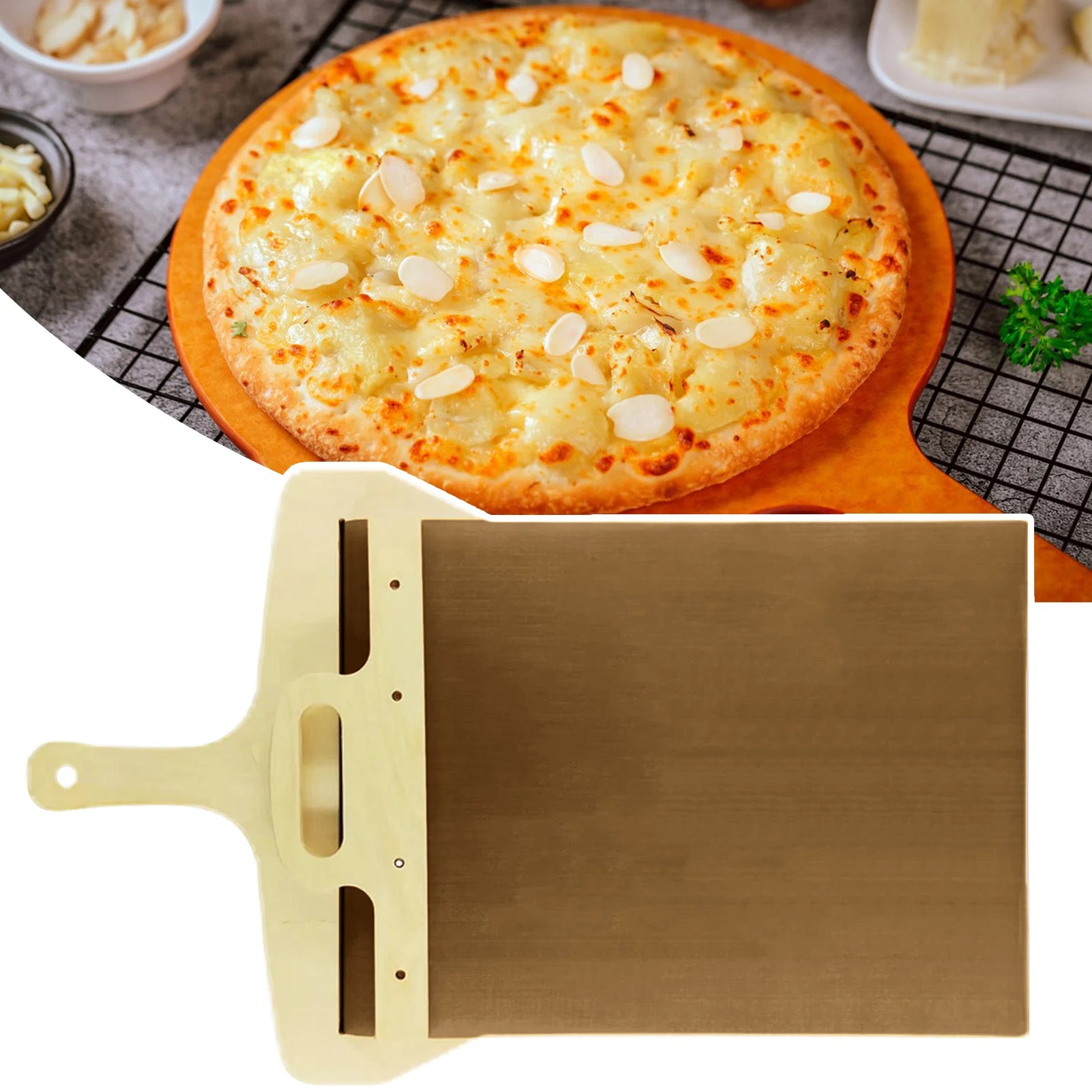 New Large size Sliding Pizza Non-stick Peel Kitchen Baking Tool Pizza Transfer Shovel Multi-functional Pizza Spatula Paddle - Cooky Kitchenware