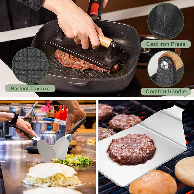 Barbecue Tool Set, Outdoor BBQ Stainless Steel Grill Shovel and Tools Set - Cooky Kitchenware