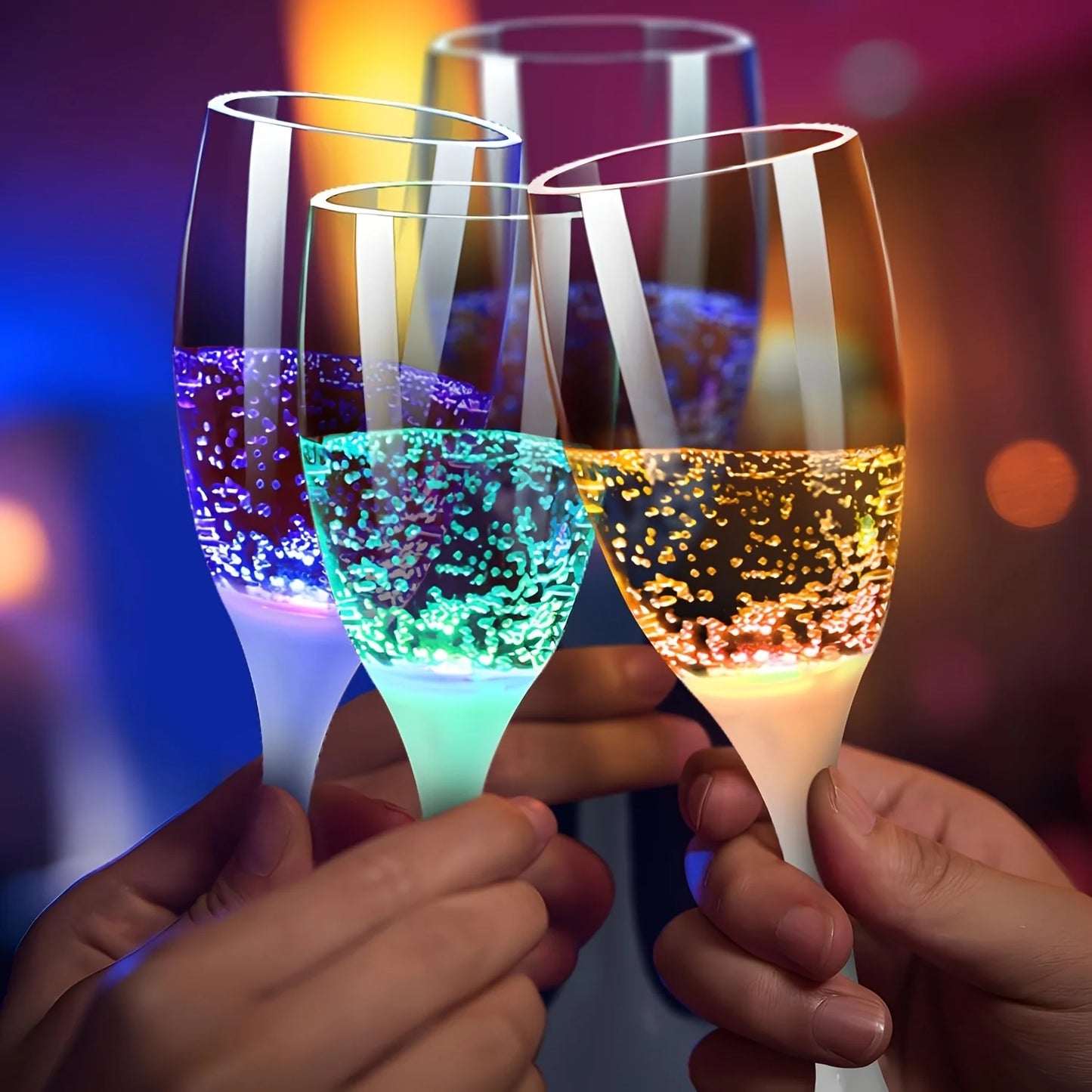 Glowing Champagne Glasses, Glass Champagne Flutes, Reusable Shatterproof Wedding Toasting Glasses, Bachelorette Party Bridal