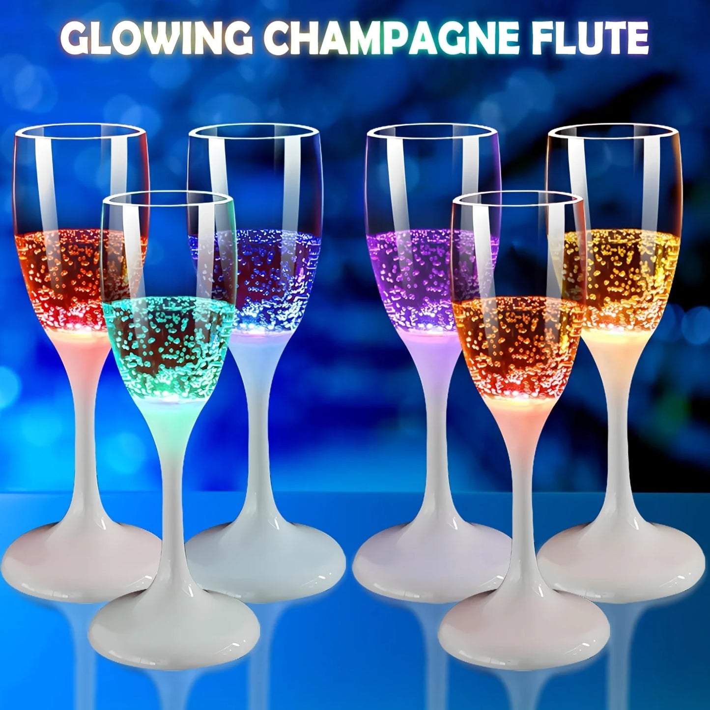 Glowing Champagne Glasses, Glass Champagne Flutes, Reusable Shatterproof Wedding Toasting Glasses, Bachelorette Party Bridal