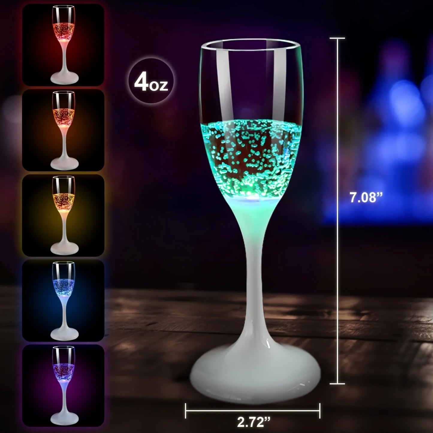 Glowing Champagne Glasses, Glass Champagne Flutes, Reusable Shatterproof Wedding Toasting Glasses, Bachelorette Party Bridal