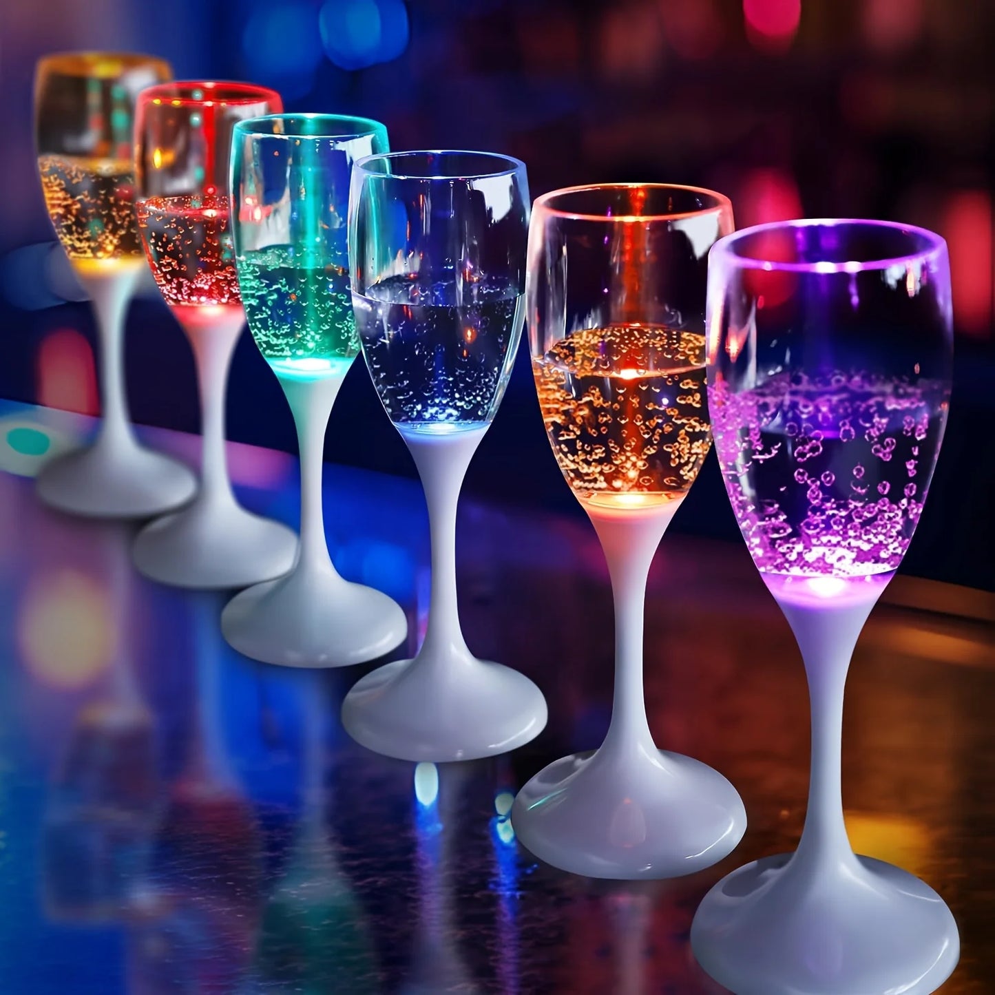 Glowing Champagne Glasses, Glass Champagne Flutes, Reusable Shatterproof Wedding Toasting Glasses, Bachelorette Party Bridal