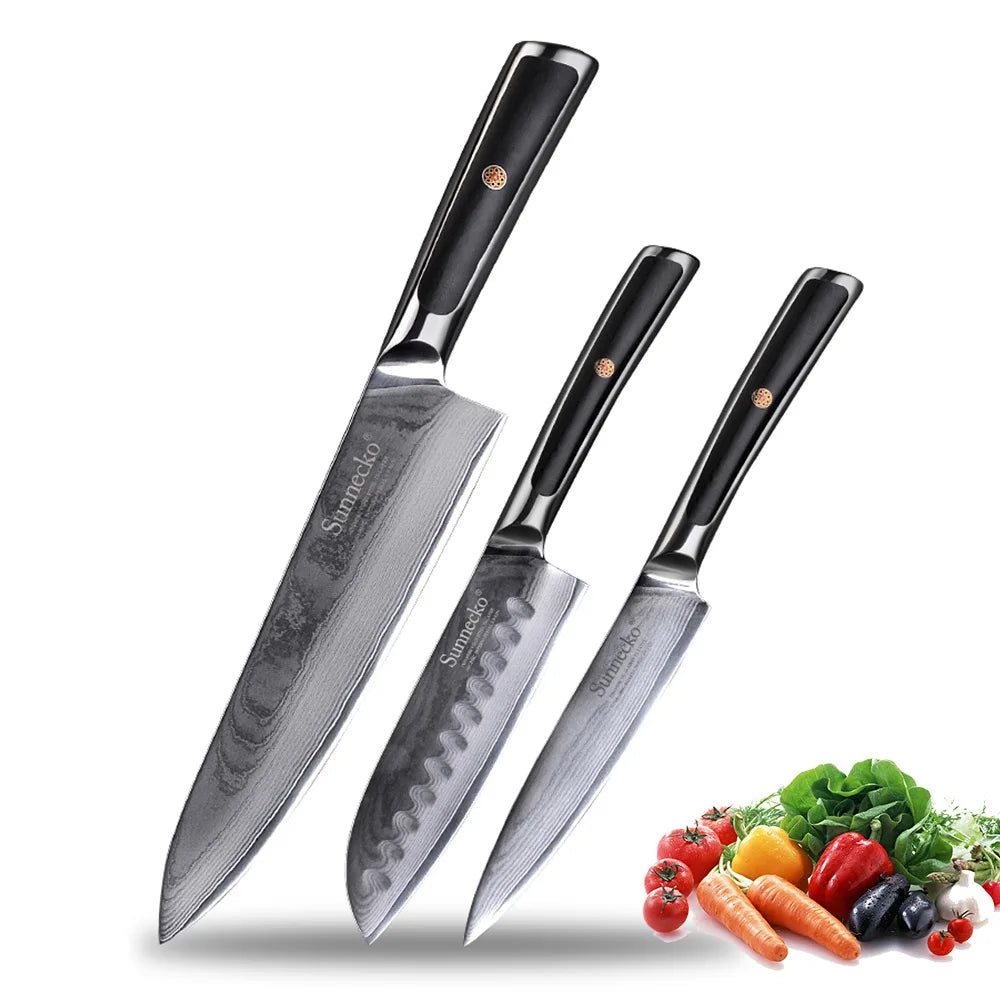 Sunnecko VG10 Damascus 73 Layer Chef Knife Set Japanese