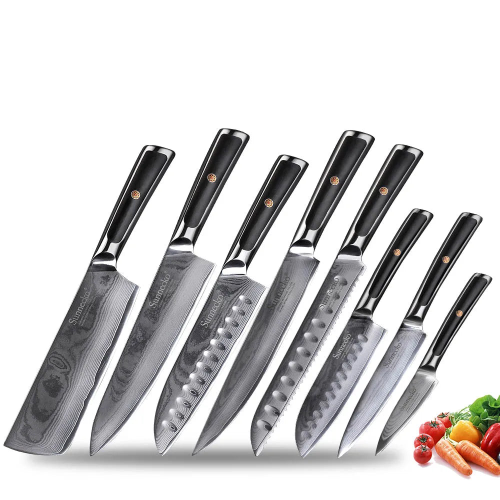 Sunnecko VG10 Damascus 73 Layer Chef Knife Set Japanese