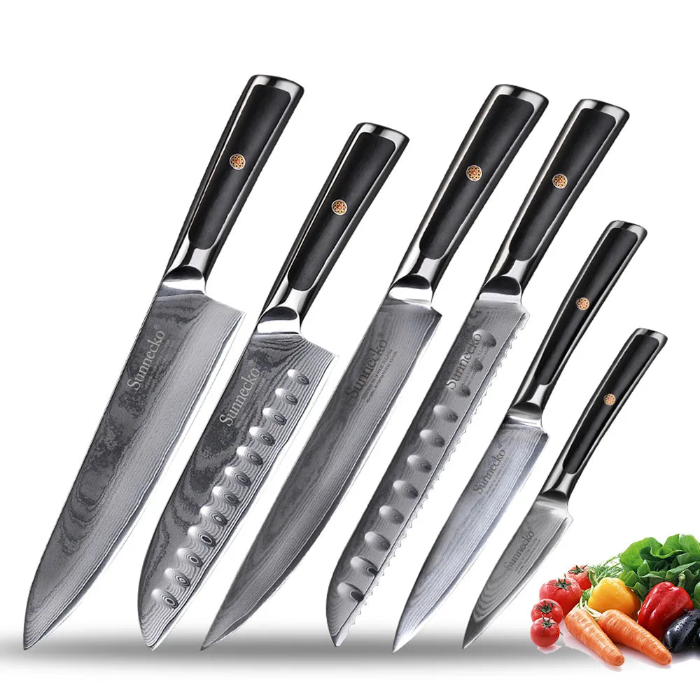 Sunnecko VG10 Damascus 73 Layer Chef Knife Set Japanese