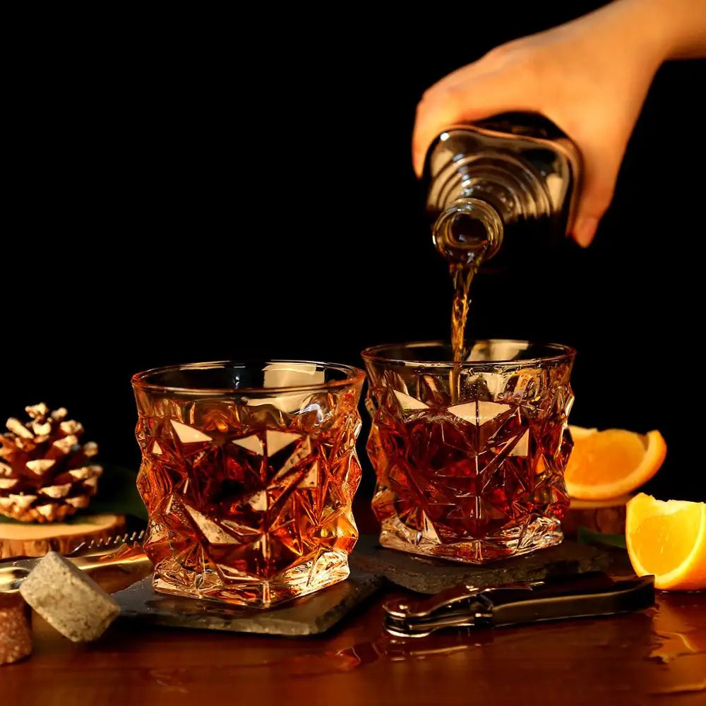 Whiskey Stones Gift Set with Whiskey Glass Set of 2 Granite Chilling Rocks for Scotch and Bourbon in Gift Box - Cooky Kitchenware