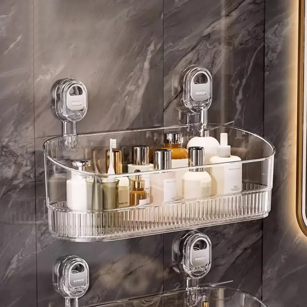 No Drill Bathroom Suction Storage Box with Strong Load Bearing for Easy Installation in Kitchen and Bath Spaces - Cooky Kitchenware