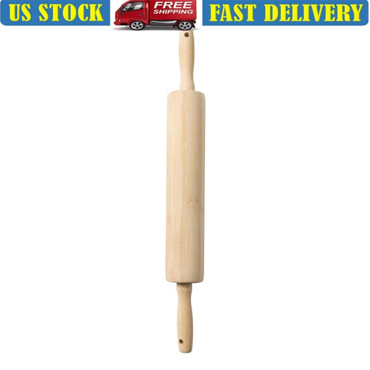 Classic Bamboo Rolling Pin 18.3 Inch Eco-Friendly Kitchen Tool Smooth Surface Easy Grip Durable Design Baking Pastry Dough - Cooky Kitchenware