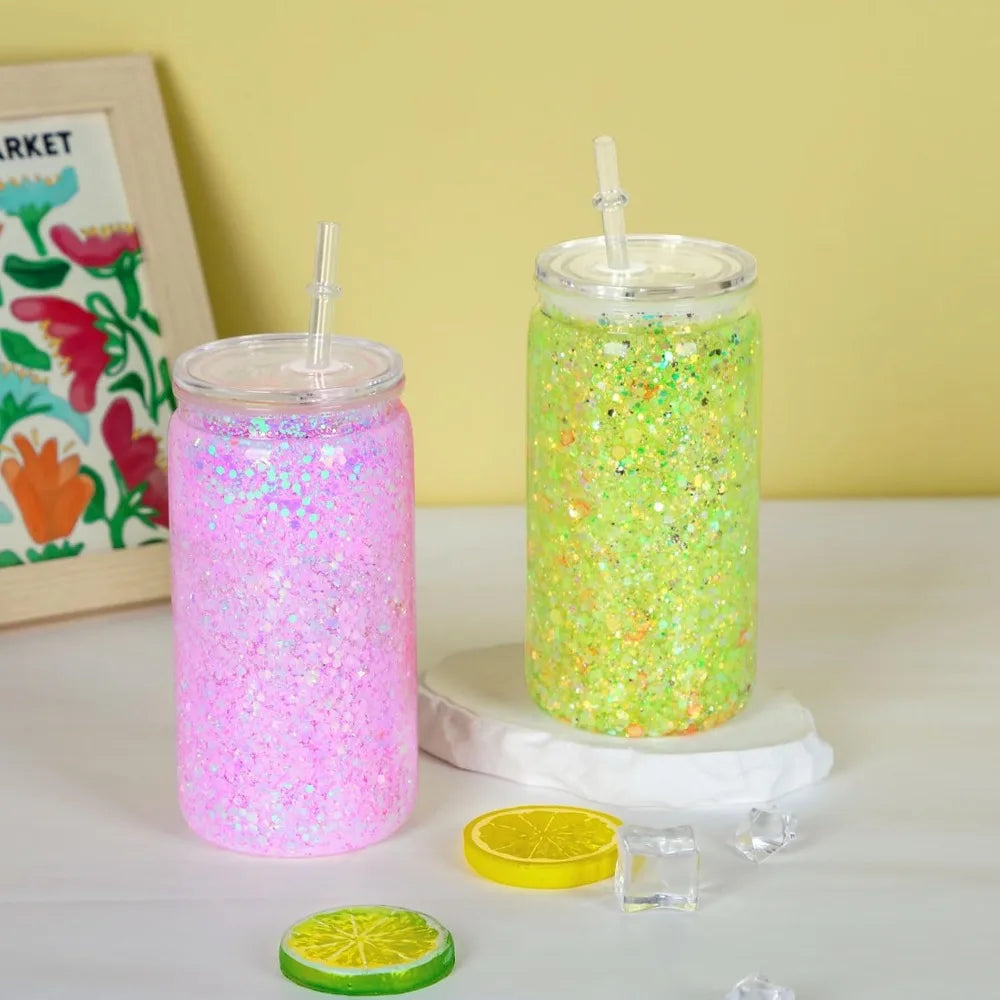 16 oz Plastic Snow Globe Tumbler, Pre Drilled Hole, Plastic Mason Jar Cups Can for Snow Globe Glitter DIY (Clear) - Cooky Kitchenware