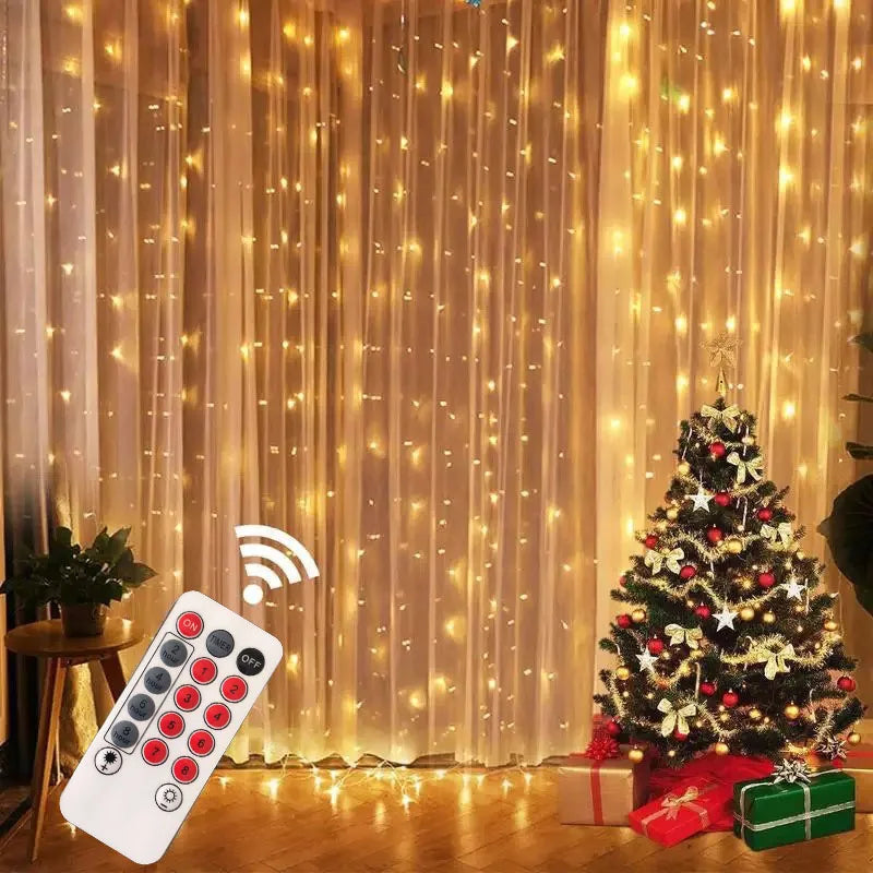 Curtain Light for Party/Wedding/Festival/Christmas,Window Blinking String Light for Bedroom/Living Room,USB Plug with 8 Modes - Cooky Kitchenware