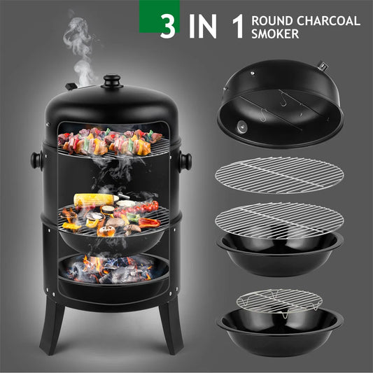 80 Centimeter by 41 Centimeter by 48 Centimeter Iron Spray Smoker Carbon Grill Black - Cooky Kitchenware