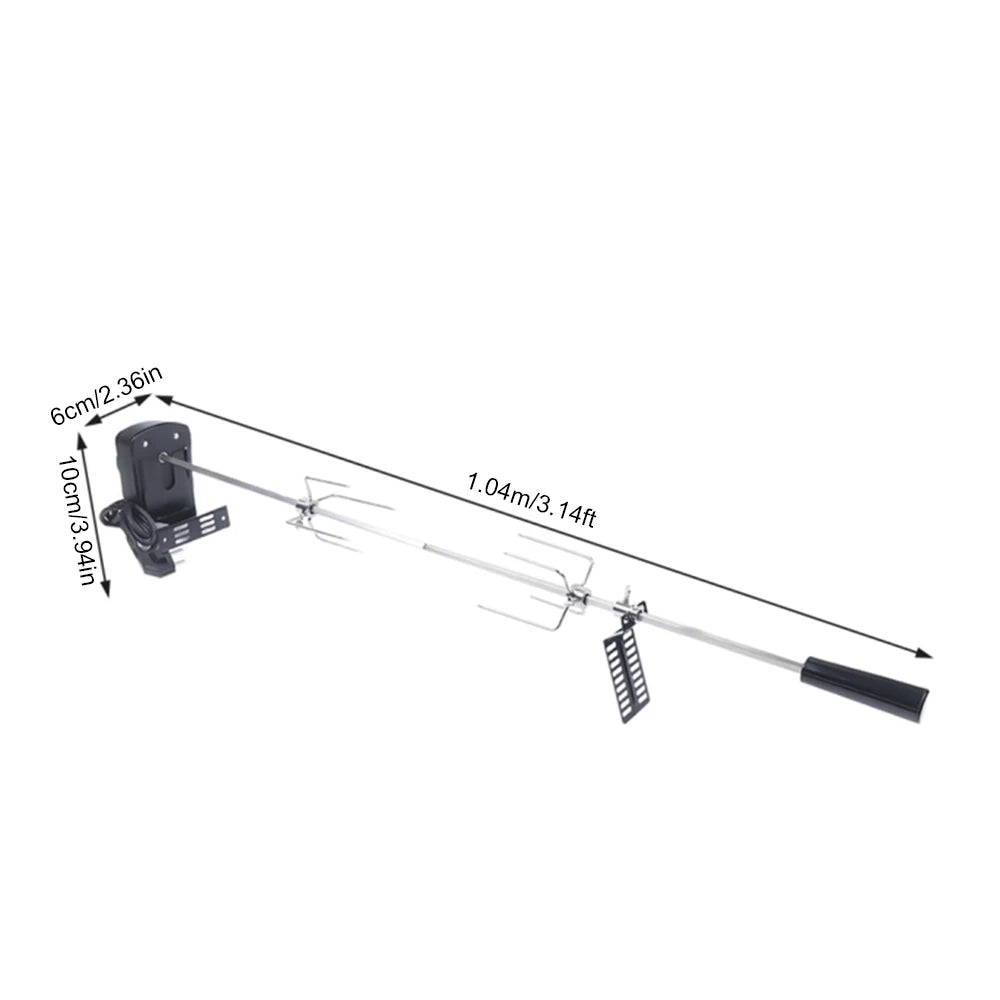 New Electric BBQ Grill Spit Roaster w/ 120 cm long cableRod Outdoor Barbecue Grilling Rotisserie Kit - Cooky Kitchenware