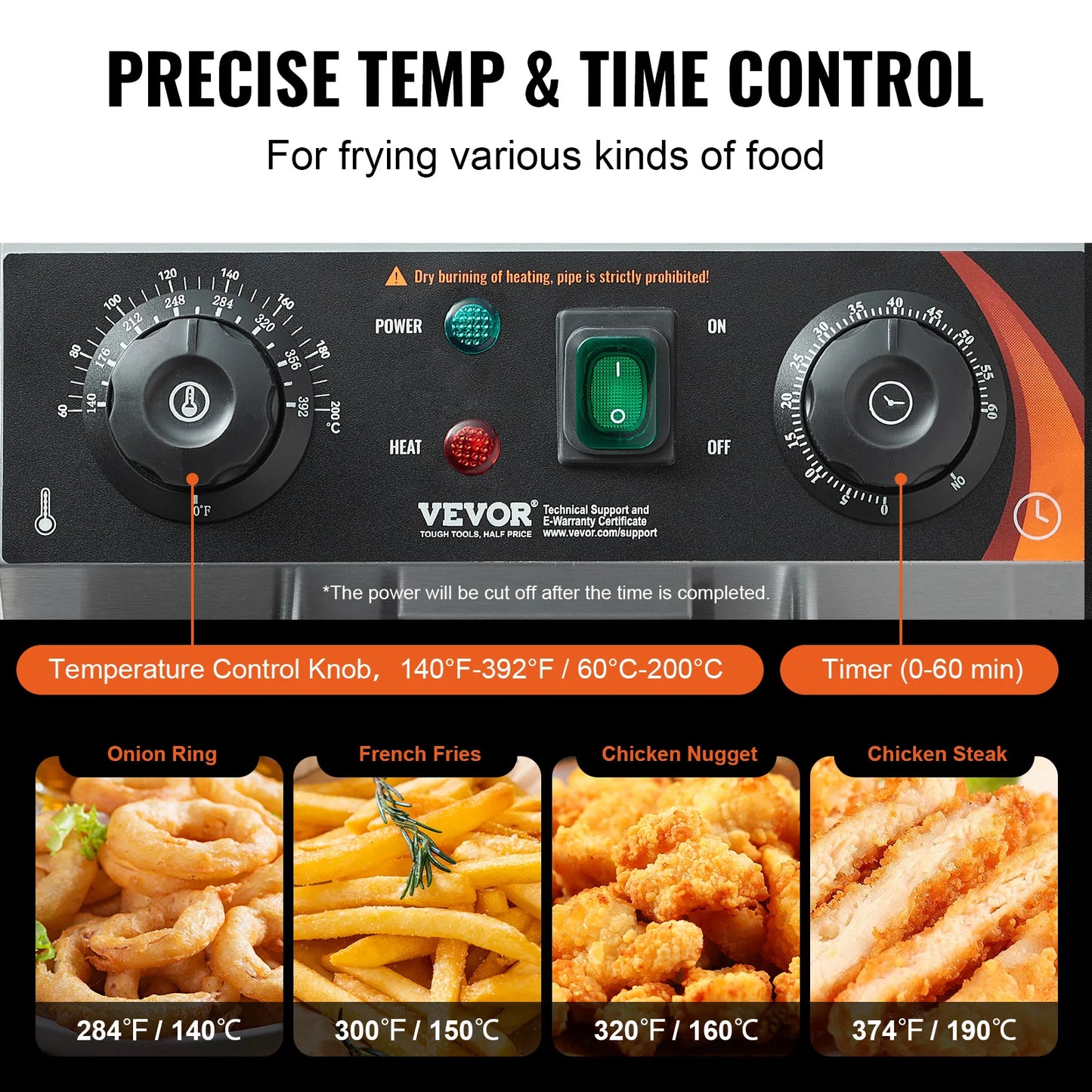 SucceBuy Countertop Deep Fryer Stainless Steel Time Control
