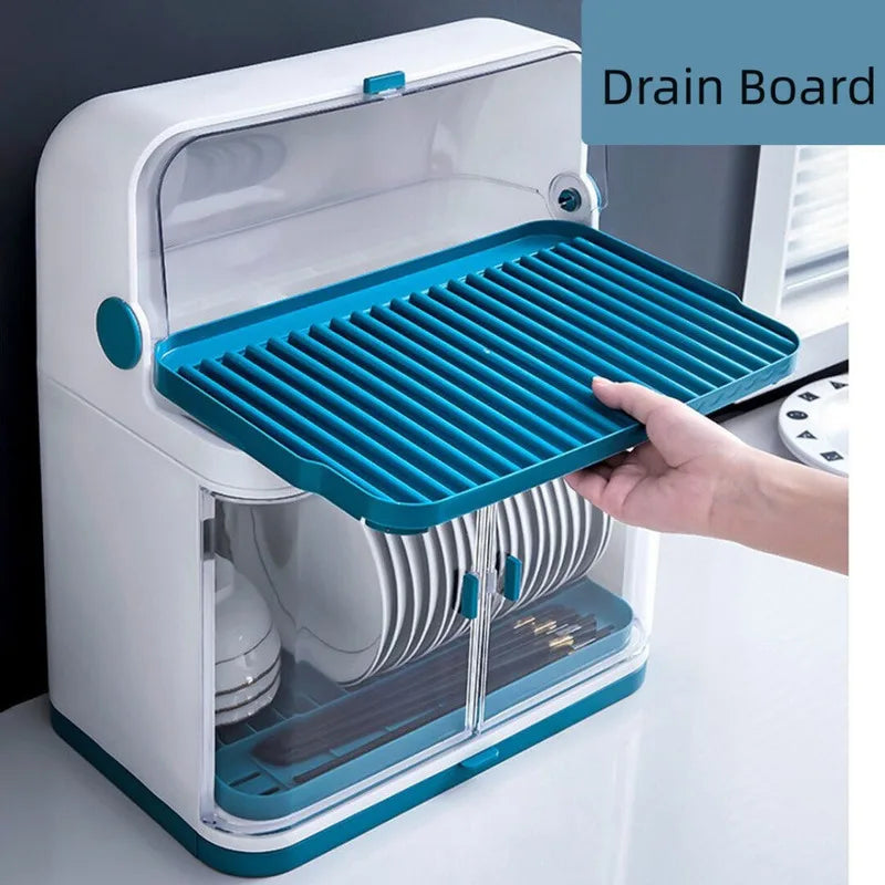 Kitchen Gadgets Dish Rack Drain Board With Lid Cover Plate Cup Drying Rack Storage Accessories - Cooky Kitchenware