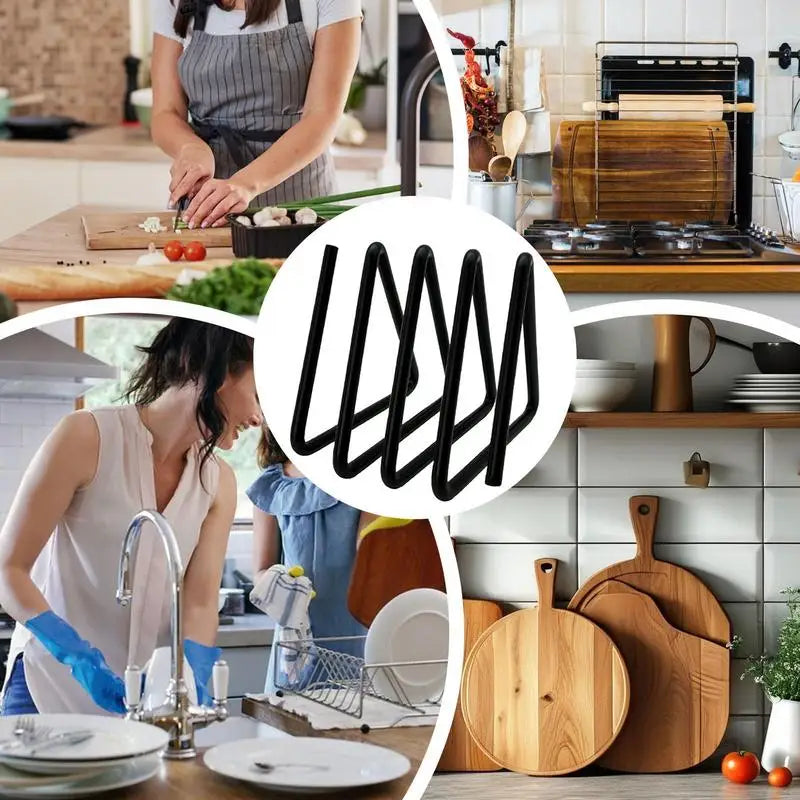 Cutting Board Stand Serving Tray Mount Triangle Shaped Multi-Purpose Space-Saving Cutting Board Organizer For Dorm Room RV - Cooky Kitchenware