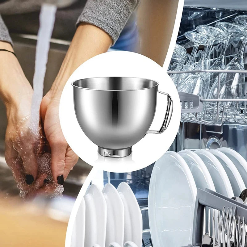 2025 Stainless steel maker accessory set, suitable for Kitchenaid desktop mixer bowls 5 quarts tilt head vertical mixing bowl - Cooky Kitchenware