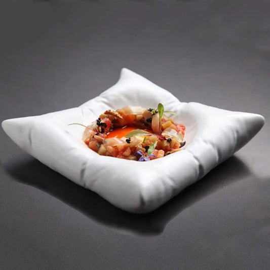 Ceramic Dinner Plate Dinnerware 8in Elegant Sauce Tray Appetizer Dish Western Food Plate Irregular for Desktop Parties Salad