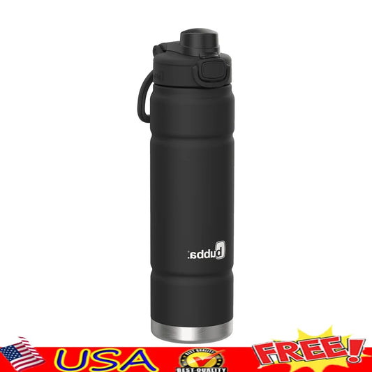 Vacuum Insulated Stainless Steel Water Bottle with Straw Leak Proof Wide Mouth Durable Handle BPA Free Travel Hiking Sports 24oz