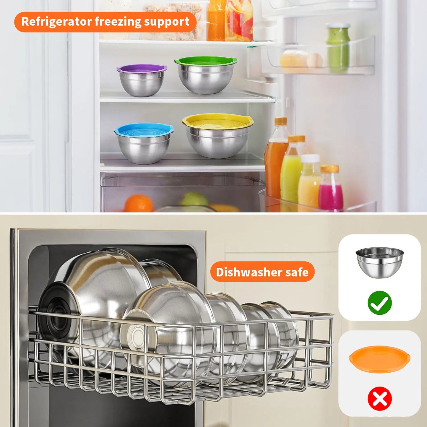 29 Piece Stainless Steel Mixing Bowls Set Non Slip Kitchen