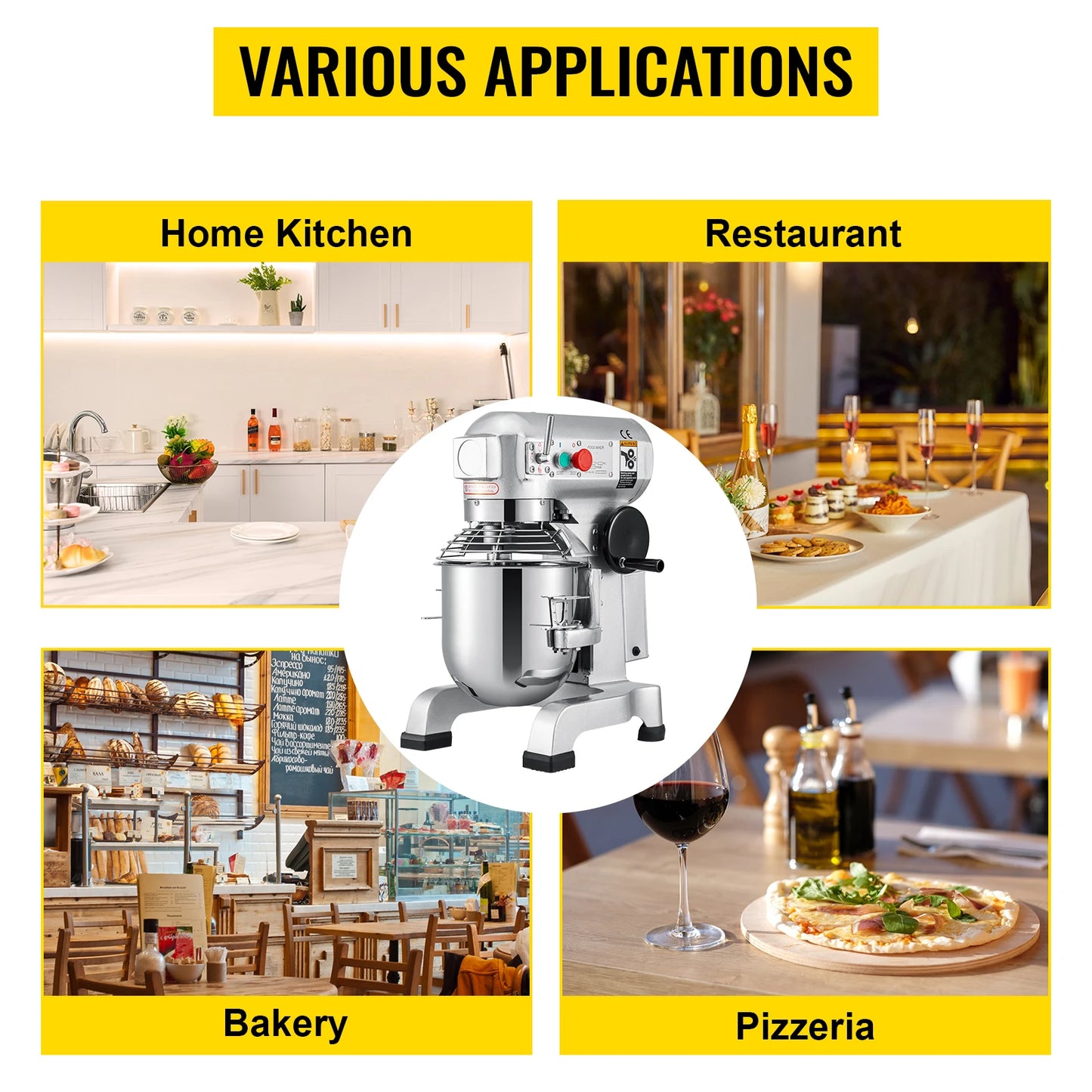 Vevor Electric Dough Machine 10 15 20 30L Stainless Steel Commercial Cream Egg Whisk Mixer Processor Kitchen Food Stand Blender - Cooky Kitchenware