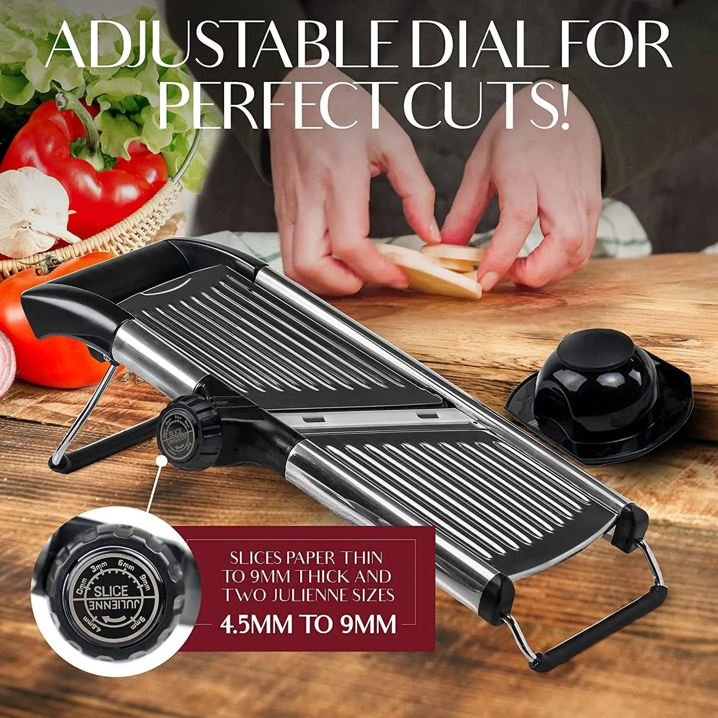 Adjustable Mandoline Slicer Stainless Steel Blades Gloves