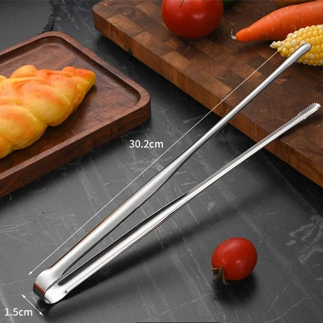 Stainless Steel Grill Tongs Food Clip BBQ Steak Clip Bread Tong Cooking Utensils Party Non-Slip Kitchen Gadgets Accessories - Cooky Kitchenware