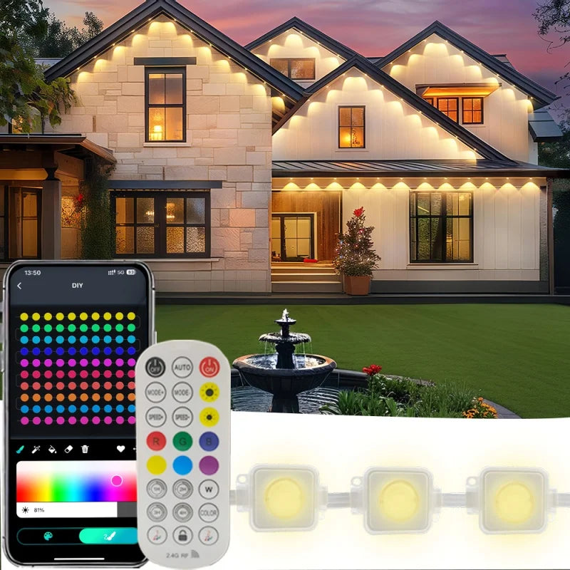 300FT 180LED Permanent Eaves LED Lights Outdoor Waterproof RGB String Lights DIY Scene Christmas Birthday Holiday Party Lighting - Cooky Kitchenware