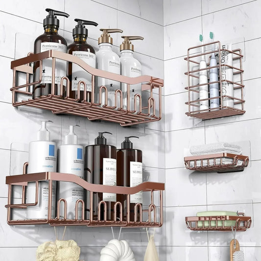 Shower Caddy 5 Pack,Adhesive Shower Organizer for Bathroom Storage&Home Decor&Kitchen,No Drilling,Large Capacity,Rustproof - Cooky Kitchenware