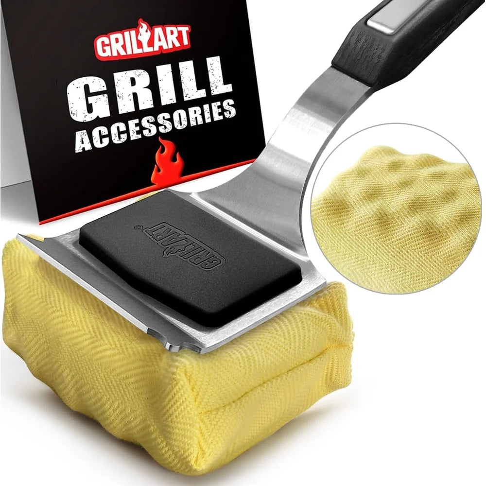 Bristle Free Grill Brush Replacement Head Efficient Cleaning Tool Cast Iron and Stainless Steel Grates Heavy Duty Scraper - Cooky Kitchenware