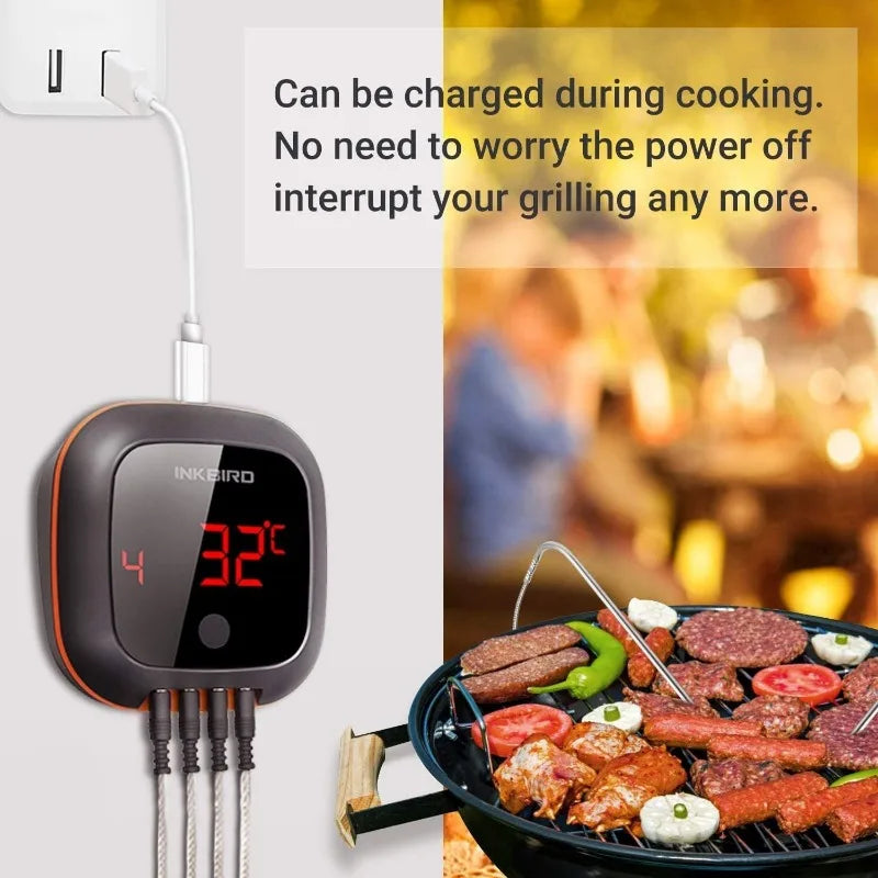 Wireless Grill BBQ Thermometer for Grilling with 4 Probes, Timer, Alarm,150 ft Barbecue Cooking Kitche