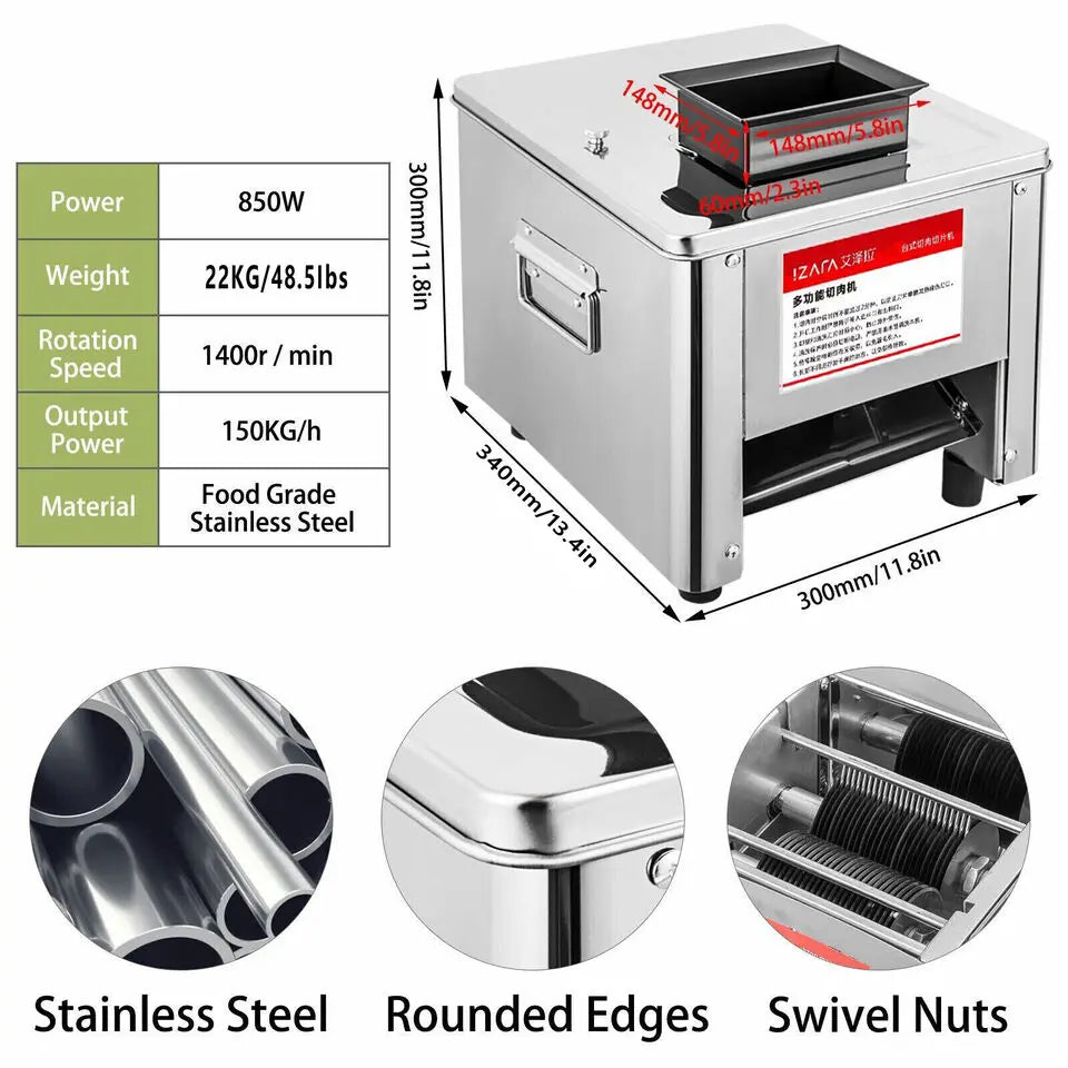 Commercial 850W Stainless Steel Meat Slicer And Grinder