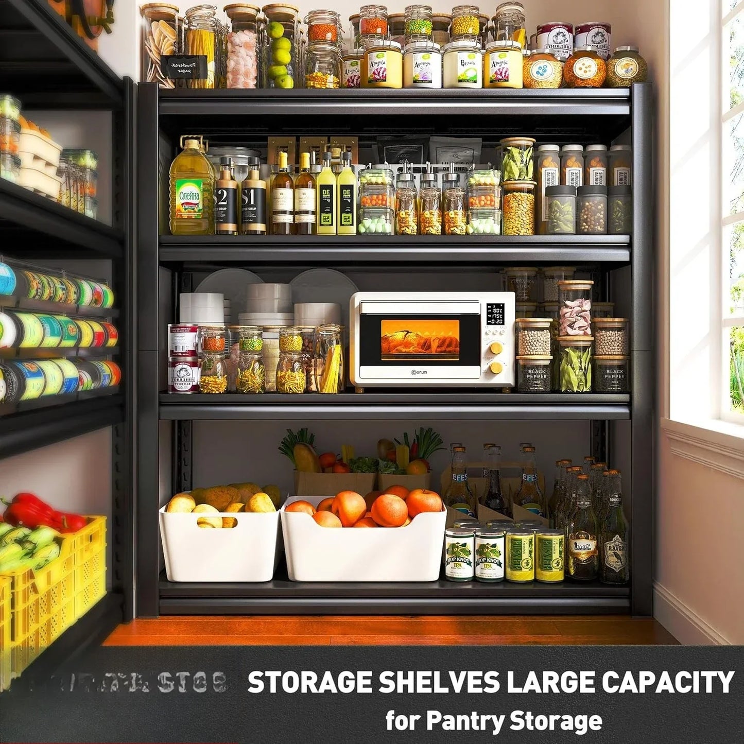 40" W Garage Shelving 2000 LBS Storage Shelves 4 Tier Heavy Duty Shelving Adjustable Metal Shelves Warehouse, 40" W x19 D x57 H