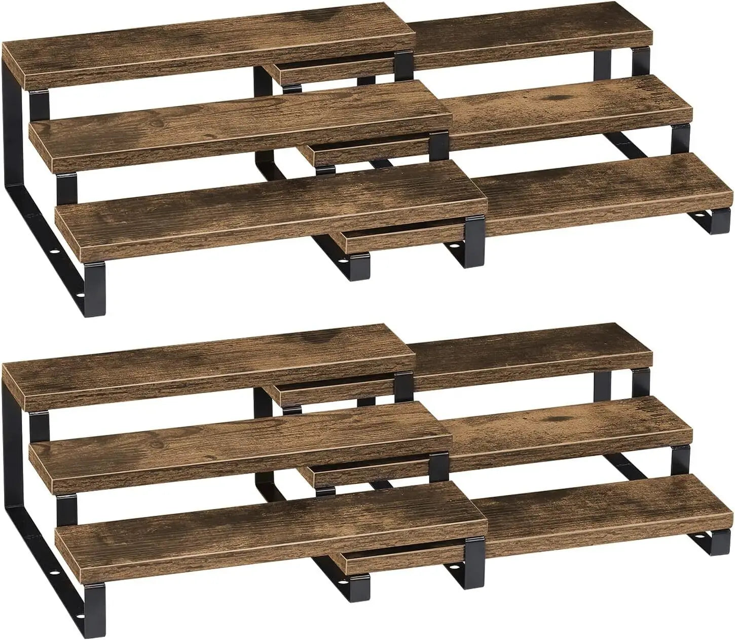3 Tier Wooden Spice Rack Organizer for Kitchen Cabinet and Countertop Expandable Spice Rack Shelf Set of 2 - Cooky Kitchenware