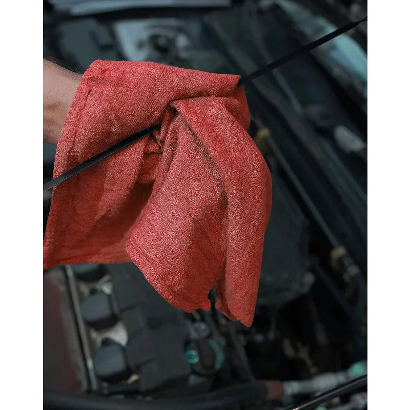 Cotton Shop Towels Red – (Pack of 150) Size 14x14 Inches Cleaning Rags – Absorbent Shop Rags and Multipurpose Cleaning Towels - Cooky Kitchenware