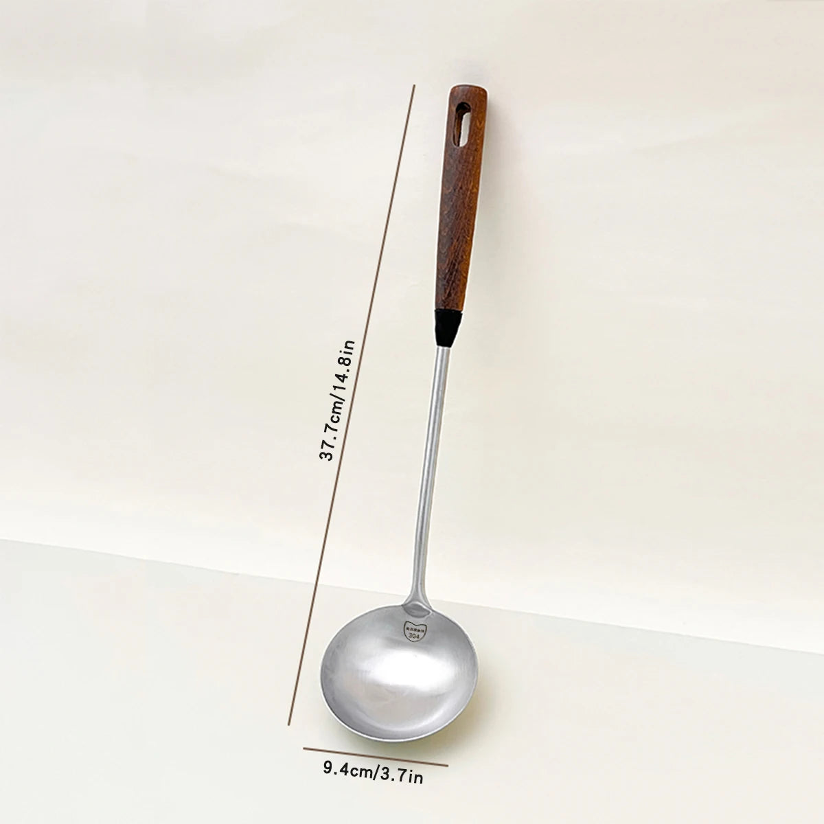 WORTHBUY 304 Stainless Steel Turner With Wooden Handle Heat Resistant Long Handle Soup Ladle Spatula Kitchen Cooking Utensils - Cooky Kitchenware