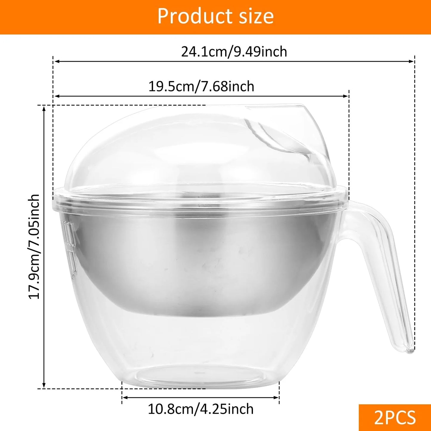 2 Pcs Ice Chilled Dip Bowl With Lid And Handle 50oz Large Capacity Ice Bowl Iced Serving Bowl Reusable Cold Serving Dish For Hum