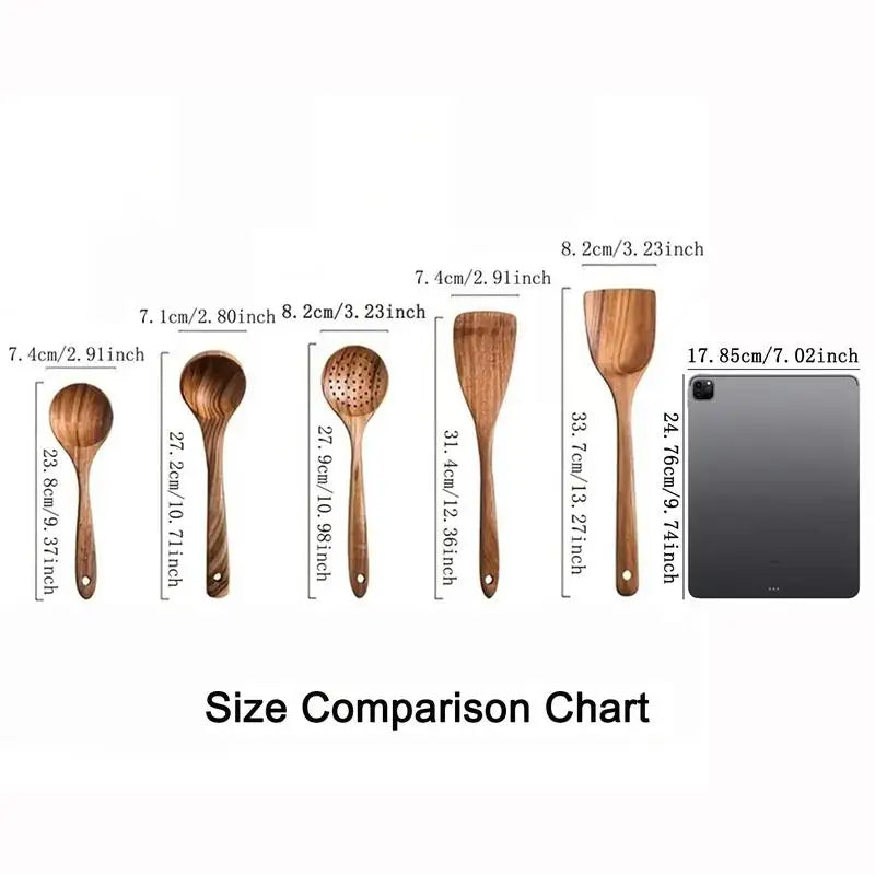 Wooden Utensils Set, 5/7/11pcs Non-stick Cooking Utensils, Kitchen Utensils Set for Home Use, Kitchen Gadgets,  Household Items - Cooky Kitchenware