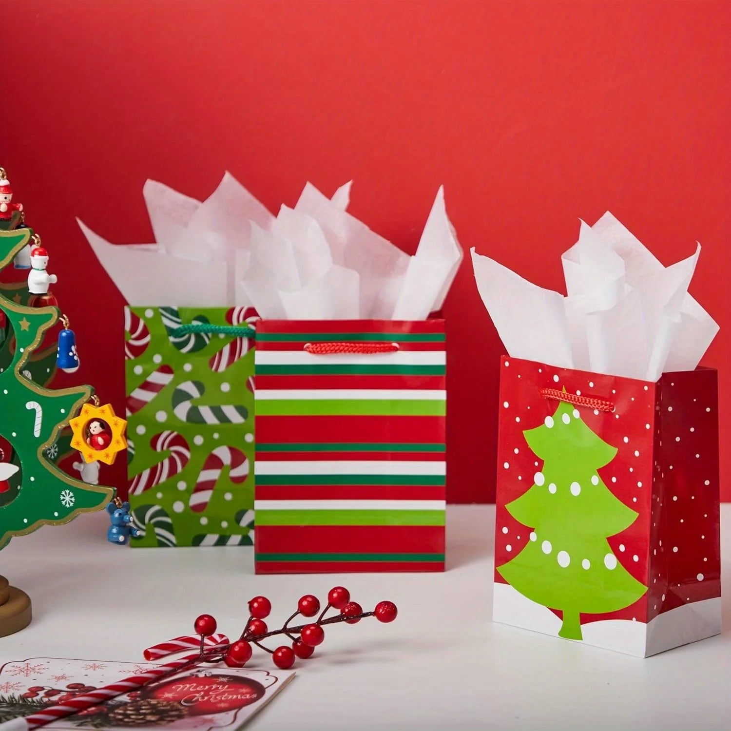 JOYFY 18 PCS Christmas Present Bags Holiday Goody Gift Treat Candy Wrapping Paper Bags for  Party Favors Size 4.3"X5.5"X2.5" - Cooky Kitchenware