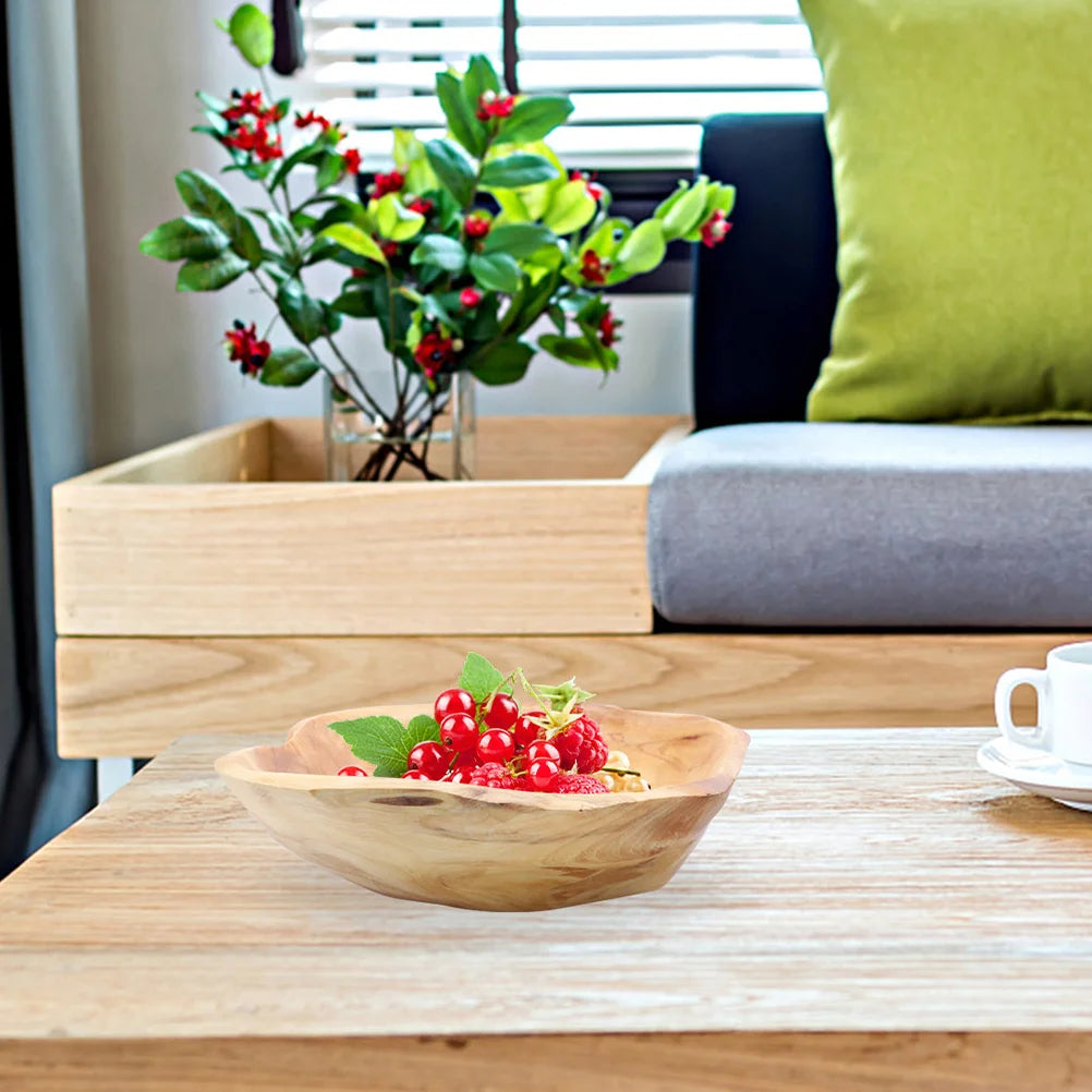 Large Size Root Carving Wooden Fruit Bowl Tray Dinnerware Set Decorative Serving Platter Kitchen Accessories - Cooky Kitchenware