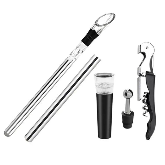 Stainless Steel Wine Bottle Chiller Rods Set With Opener