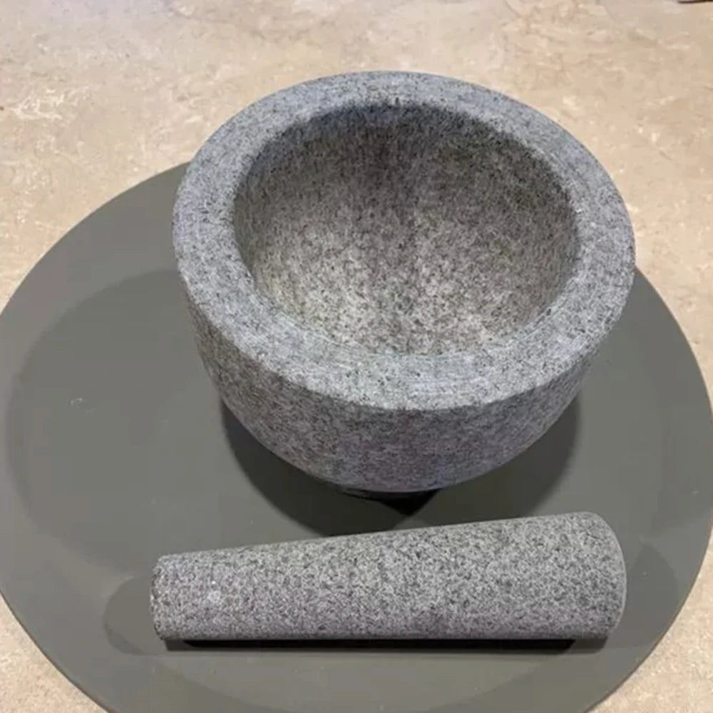 2.1 Cup Granite Mortar and Pestle Set,5.5” Stone Muddler and Bowl,Durable Stone Grinder for Guacamole Garlic Seeds Spices,Gray