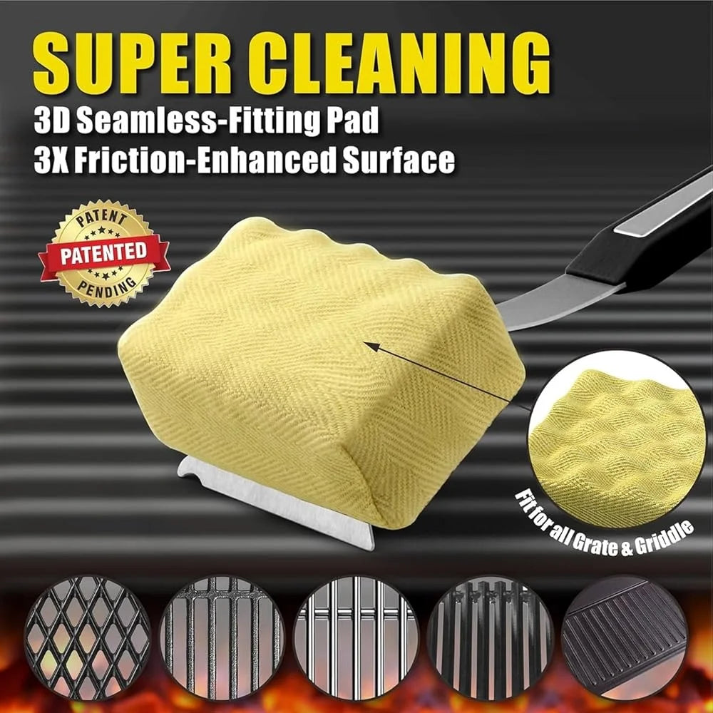 Bristle Free Grill Brush Replacement Head Efficient Cleaning Tool Cast Iron and Stainless Steel Grates Heavy Duty Scraper - Cooky Kitchenware